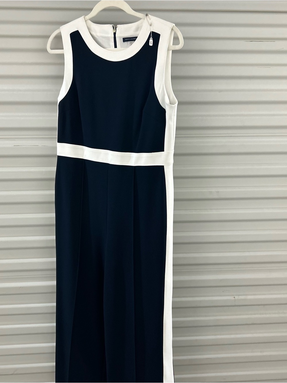 Tommy Hilfiger Navy and White Sleeveless Colorblock Jumpsuit